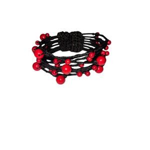 Iris Apfel & Bajalia Contempo Criss Cross Rope Wrap Wire Red Coral Cuff